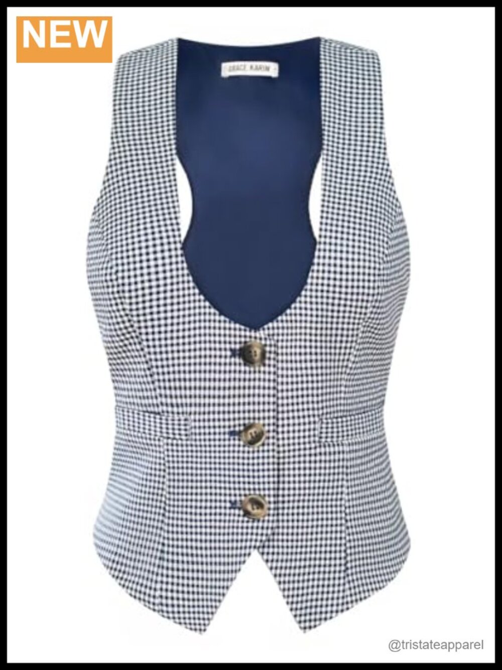 Womens Sleeveless Button Waistcoat Vest Plaid Work Office Suiting Vest